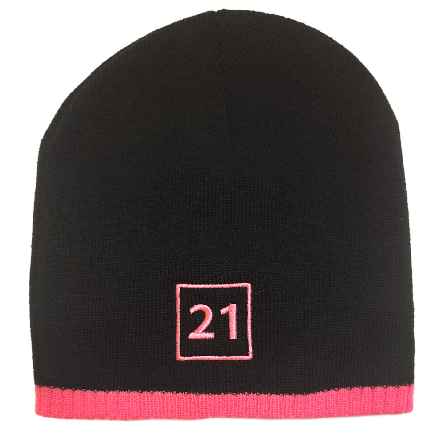 21 Beanie Zwart - roze