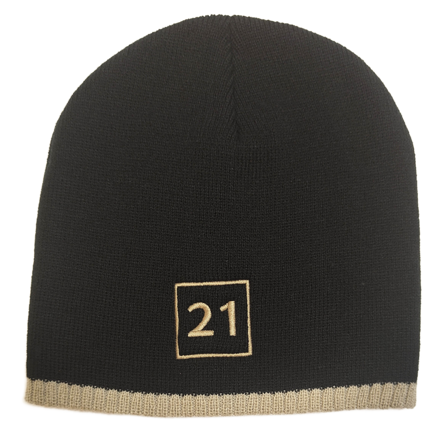 21 Beanie Zwart - Beige