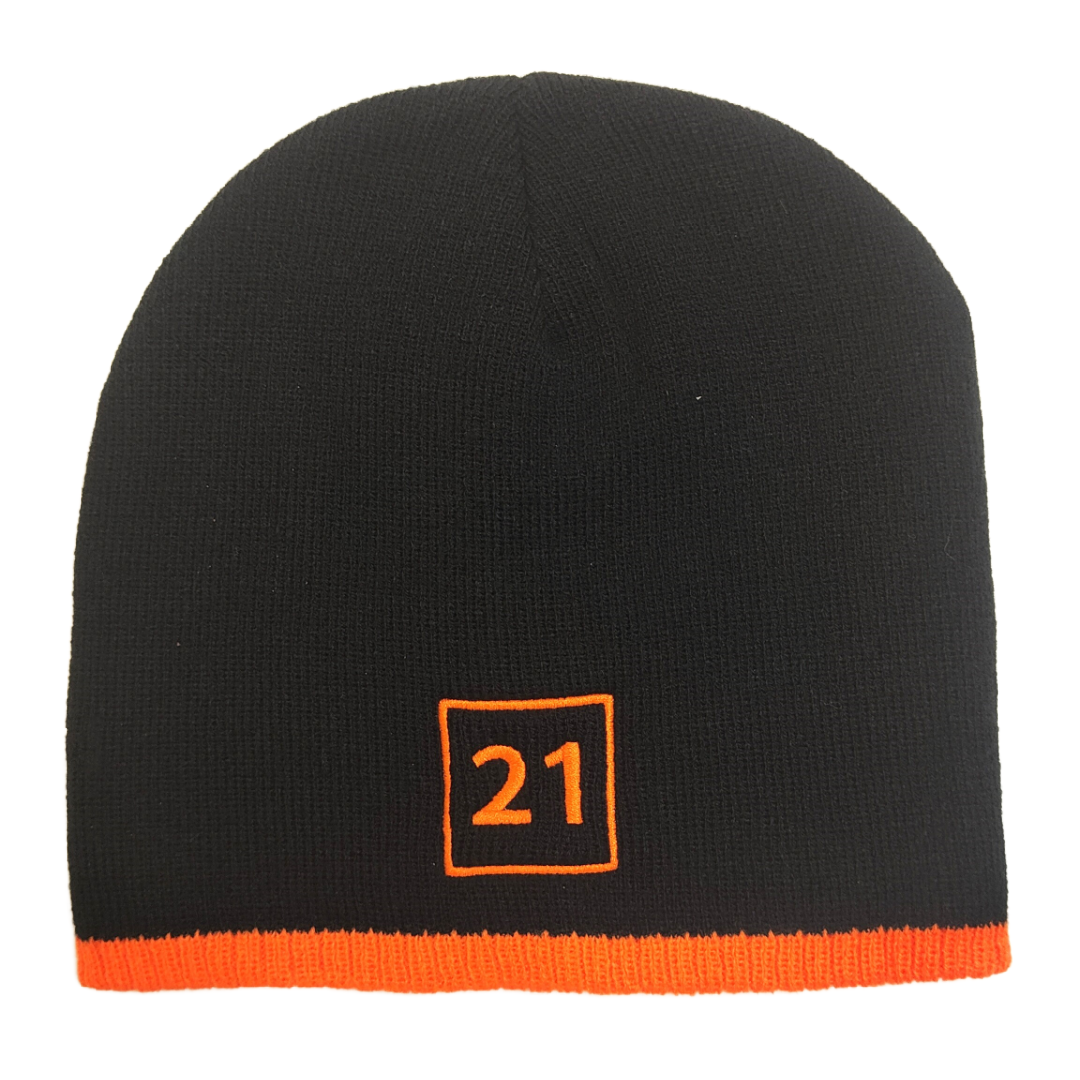 21 Beanie Zwart - oranje